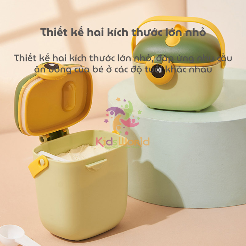 Hộp đựng sữa bột cho bé KidsWorld hình khủng long, hộp chia sữa bột đồ ăn khô cho bé có thể tiệt trùng