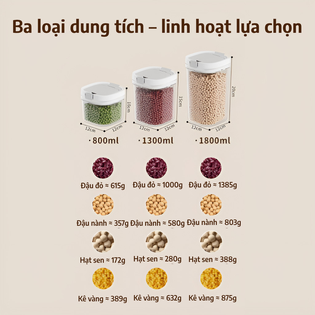 Hộp đựng sữa bột cho bé, hộp trữ sữa bột chống ẩm, chống côn trùng bảo quản chân không tặng kèm muỗng