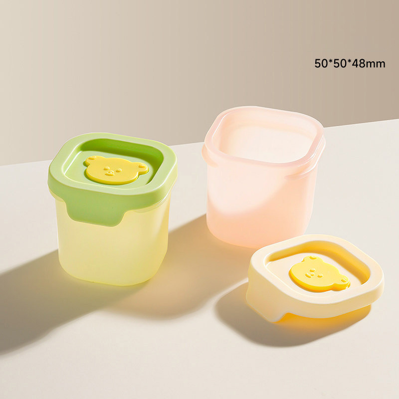 Hộp trữ thức ăn, trữ đông silicone hình gấu cho bé ăn dặm chịu nhiệt, chống rò rỉ, chia phần 50ml