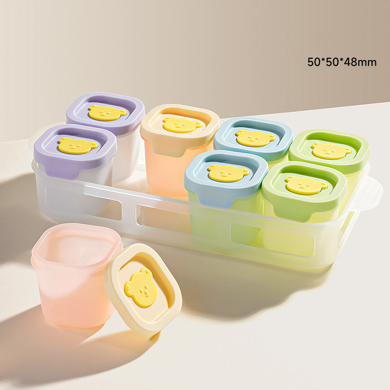 Hộp trữ thức ăn, trữ đông silicone hình gấu cho bé ăn dặm chịu nhiệt, chống rò rỉ, chia phần 50ml