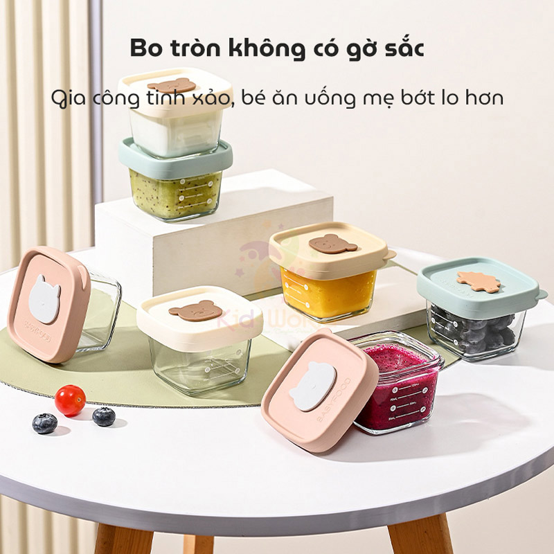 Hũ thuỷ tinh trữ đông đựng đồ ăn dặm cho bé Baby Food nắp silicon dung tích 120ml có vạch chia ml tiện lợi