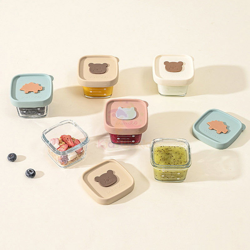Hũ thuỷ tinh trữ đông đựng đồ ăn dặm cho bé Baby Food nắp silicon dung tích 120ml có vạch chia ml tiện lợi