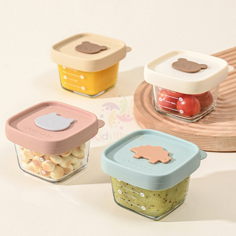 Hũ thuỷ tinh trữ đông đựng đồ ăn dặm cho bé Baby Food nắp silicon dung tích 120ml có vạch chia ml tiện lợi
