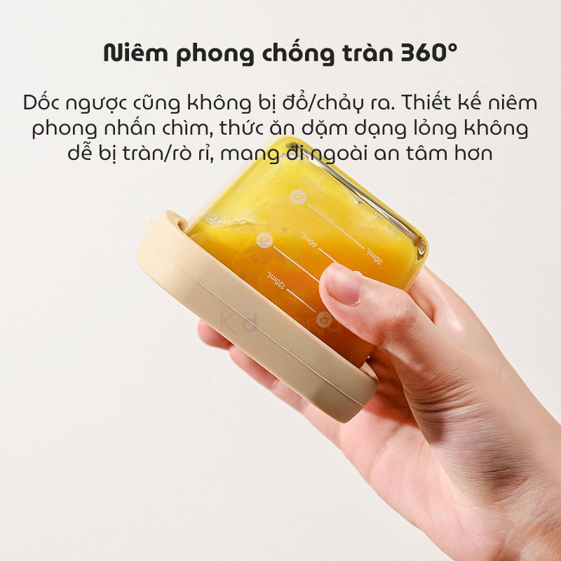 Hũ thuỷ tinh trữ đông đựng đồ ăn dặm cho bé Baby Food nắp silicon dung tích 120ml có vạch chia ml tiện lợi