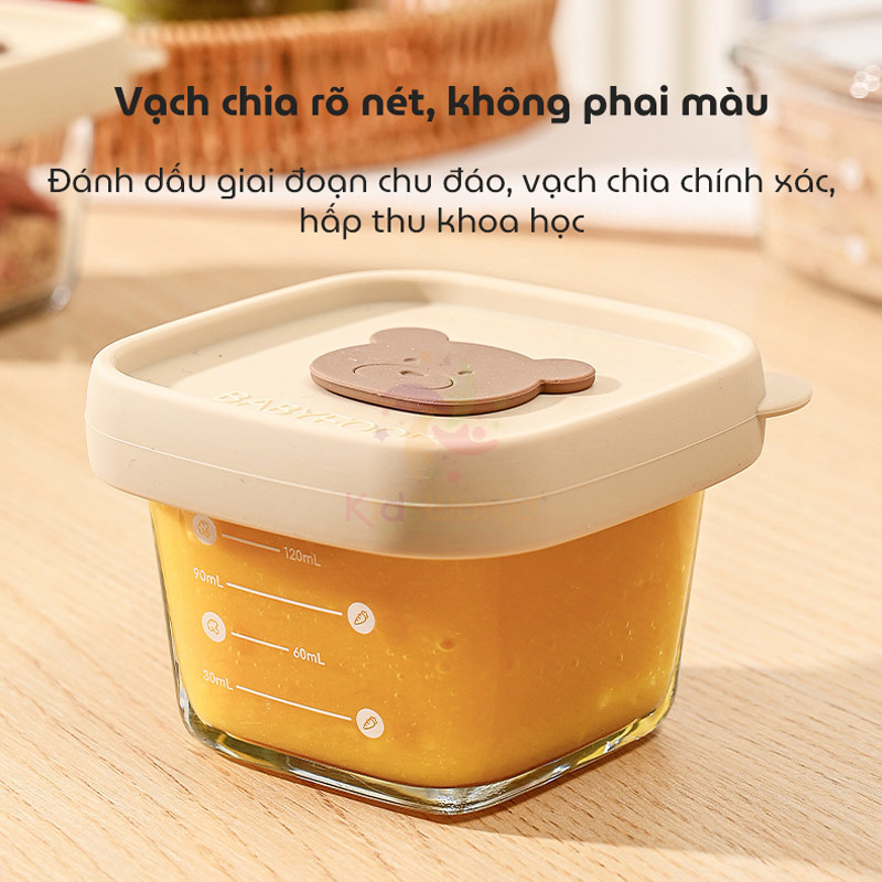 Hũ thuỷ tinh trữ đông đựng đồ ăn dặm cho bé Baby Food nắp silicon dung tích 120ml có vạch chia ml tiện lợi