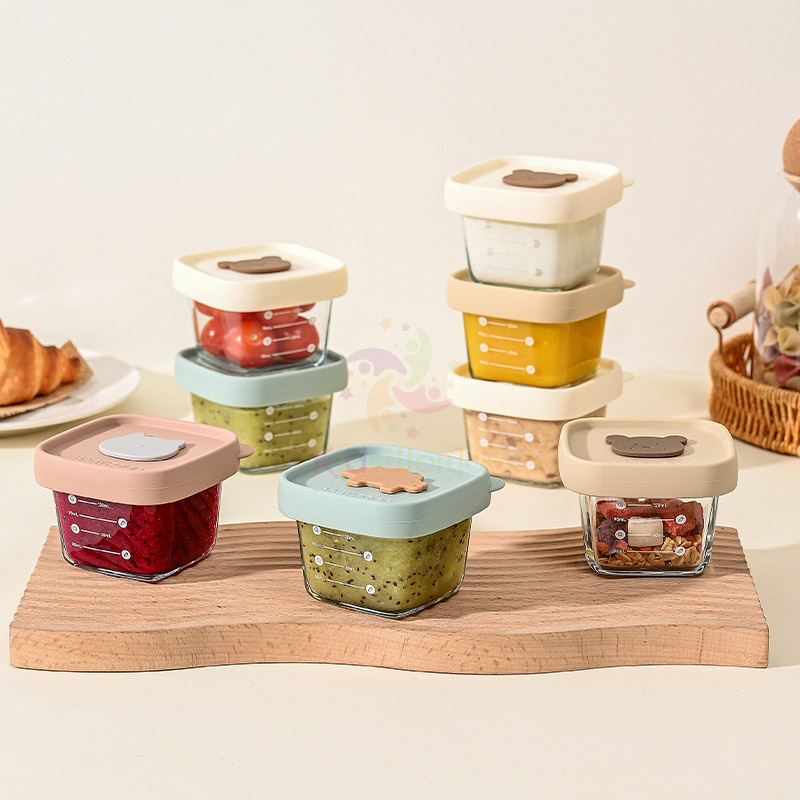 Hũ thuỷ tinh trữ đông đựng đồ ăn dặm cho bé Baby Food nắp silicon dung tích 120ml có vạch chia ml tiện lợi