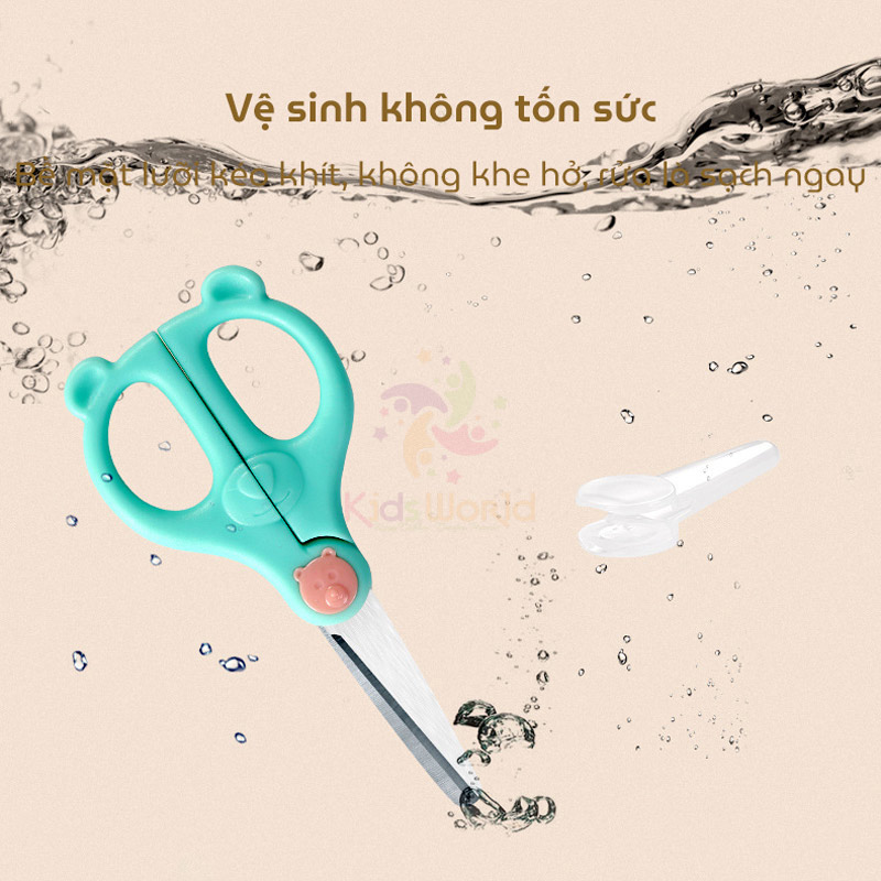 Kéo cắt thực phẩm thép không rỉ hình gấu cho bé ăn dặm và người niềng răng tiện lợi