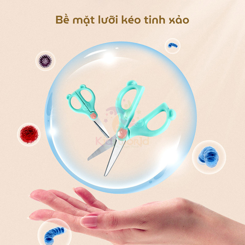 Kéo cắt thực phẩm thép không rỉ hình gấu cho bé ăn dặm và người niềng răng tiện lợi