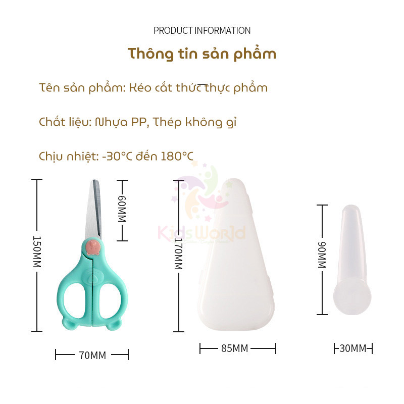 Kéo cắt thực phẩm thép không rỉ hình gấu cho bé ăn dặm và người niềng răng tiện lợi