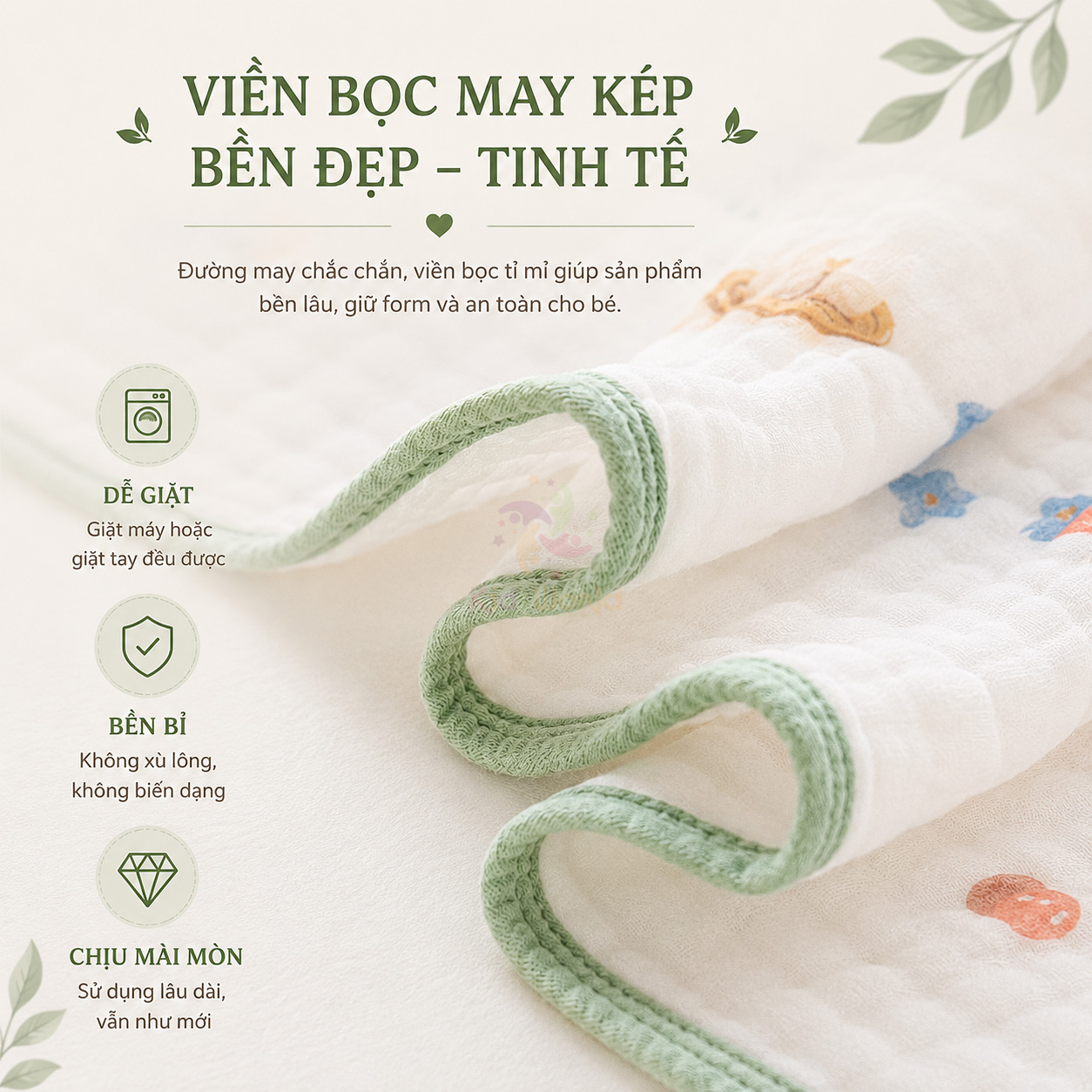 Khăn tắm sợi tre 6 lớp 110x110cm Bamboo Cotton khăn xô cao cấp chăn đắp cho bé sơ sinh mềm mại êm ái