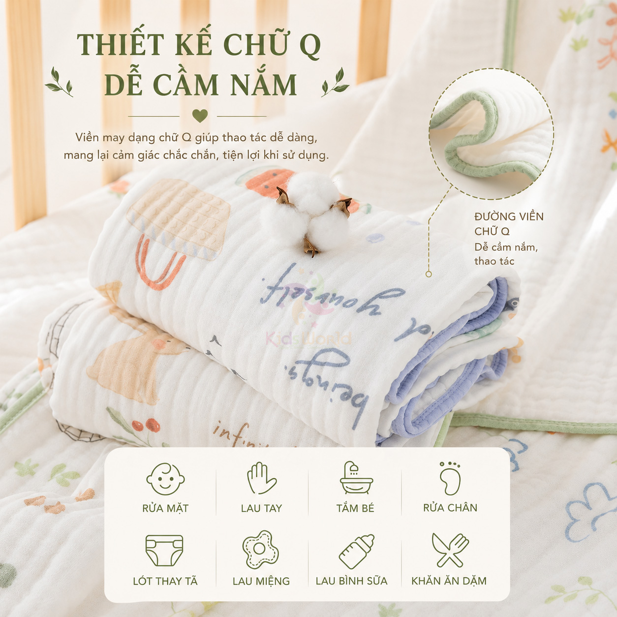 Khăn tắm sợi tre 6 lớp 110x110cm Bamboo Cotton khăn xô cao cấp chăn đắp cho bé sơ sinh mềm mại êm ái