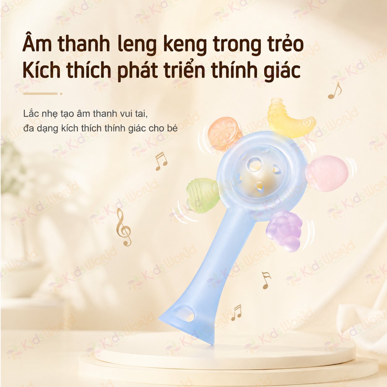 Lục lạc gặm nướu vòng quay trái cây cho bé 0–12 tháng silicone mềm giúp phát triển giác quan, massage nướu mọc răng cho trẻ sơ sinh
