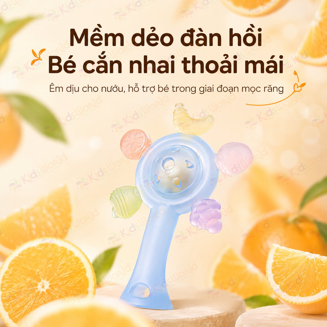 Lục lạc gặm nướu vòng quay trái cây cho bé 0–12 tháng silicone mềm giúp phát triển giác quan, massage nướu mọc răng cho trẻ sơ sinh