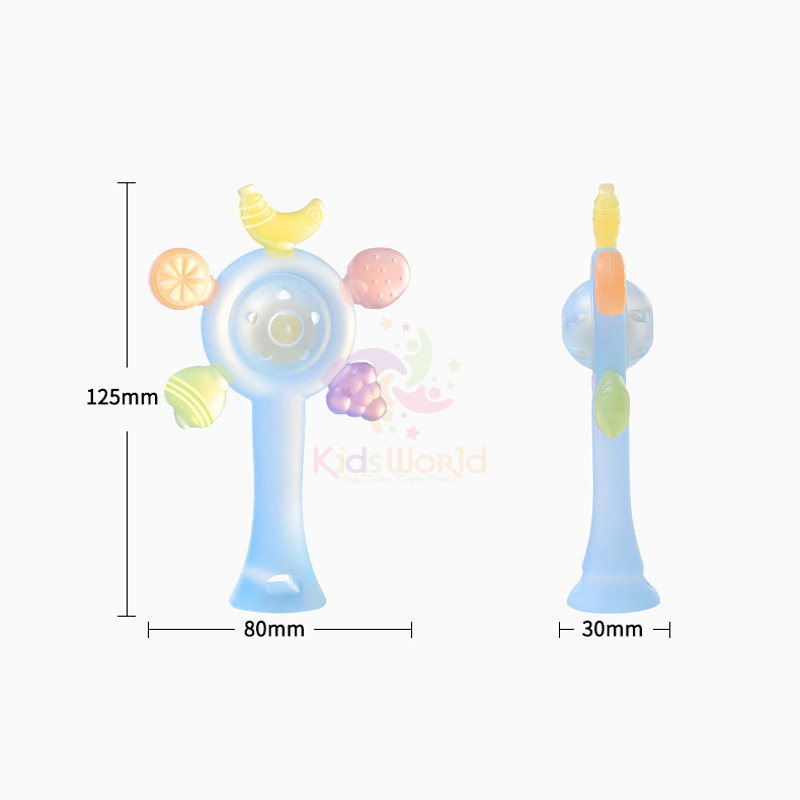 Lục lạc gặm nướu trái cây cho bé giúp massage nướu, giảm thiểu tình trạng đau nhức và ngứa lợi khi bé mọc răng