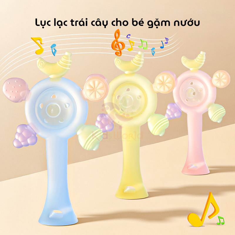 Lục lạc gặm nướu trái cây cho bé giúp massage nướu, giảm thiểu tình trạng đau nhức và ngứa lợi khi bé mọc răng