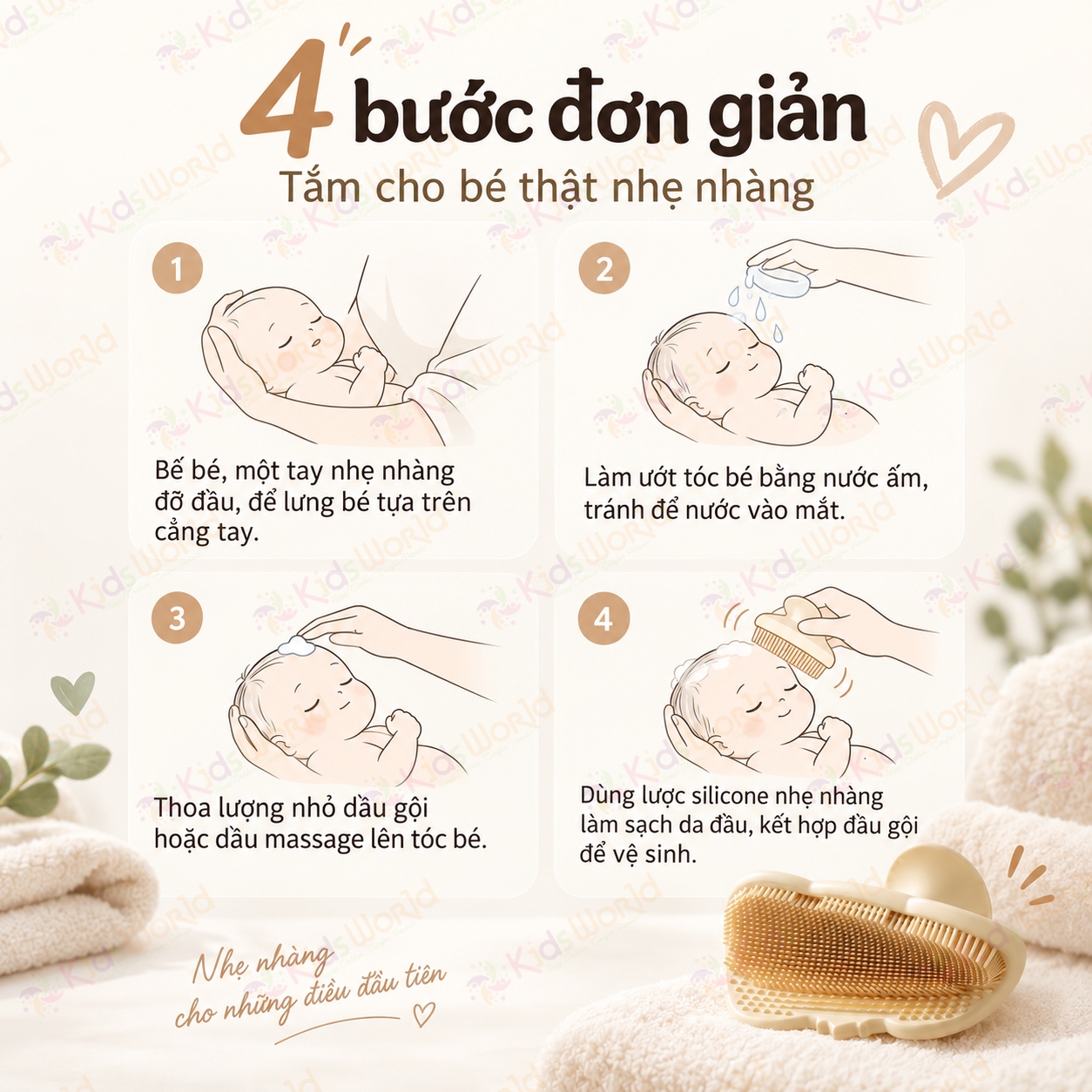 Miếng silicone gội đầu cho bé hình voi 2in1, lược gội đầu lông mềm dày massage da đầu, có đế hút dễ cầm dễ vệ sinh