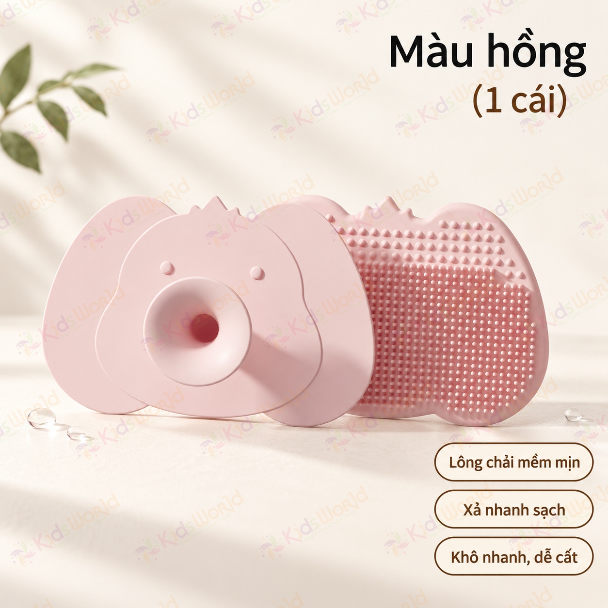 Miếng silicone gội đầu cho bé hình voi 2in1, lược gội đầu lông mềm dày massage da đầu, có đế hút dễ cầm dễ vệ sinh