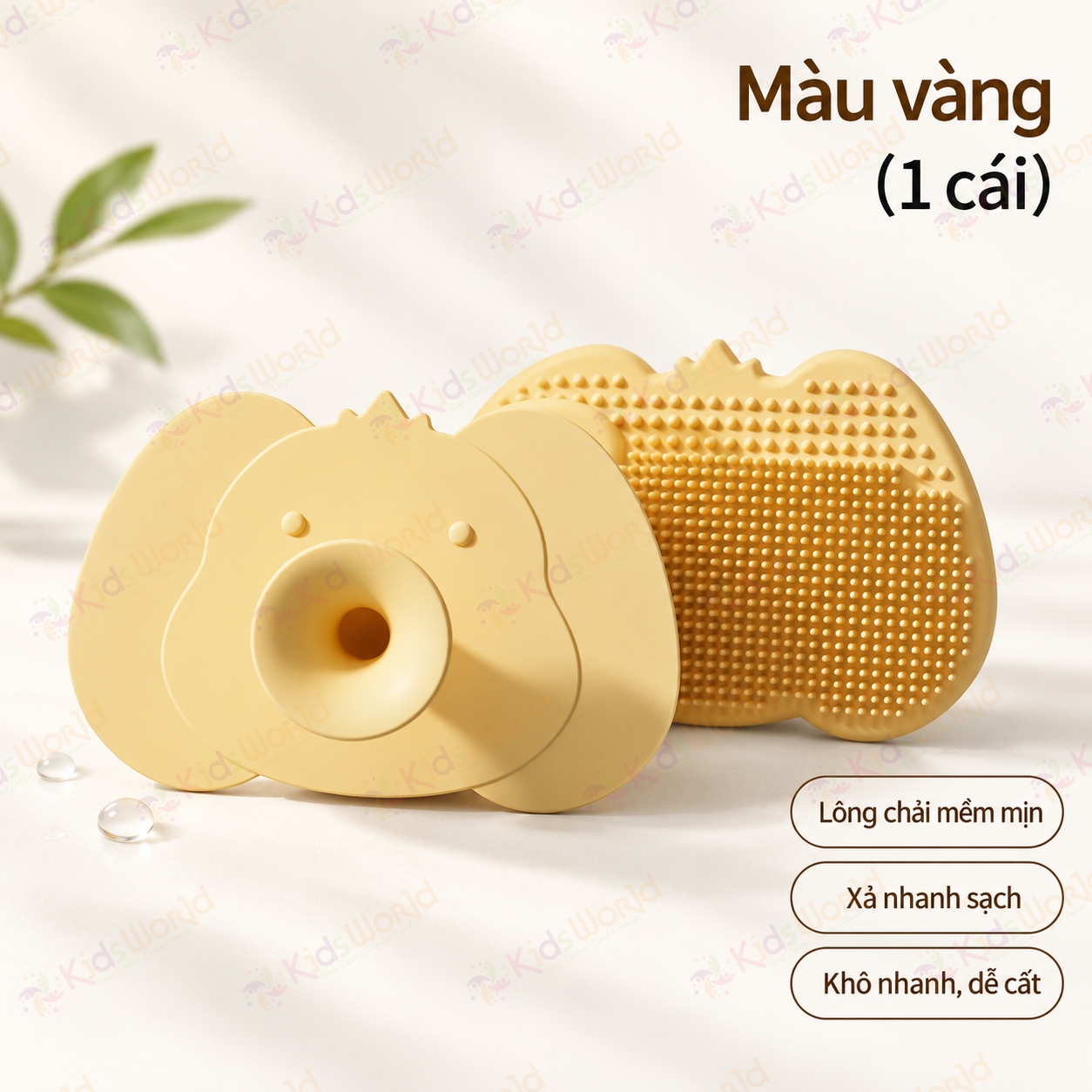 Miếng silicone gội đầu cho bé hình voi 2in1, lược gội đầu lông mềm dày massage da đầu, có đế hút dễ cầm dễ vệ sinh