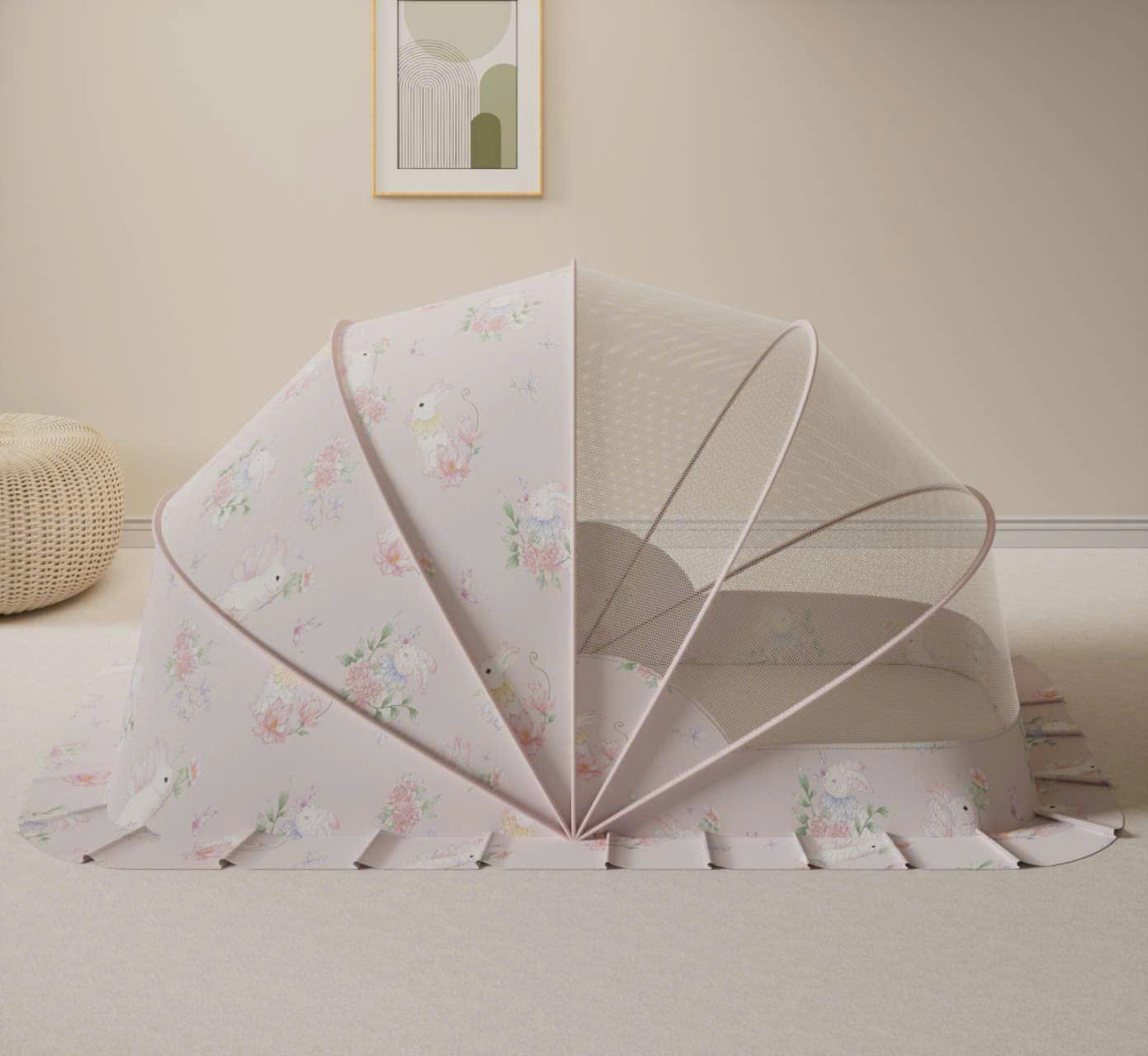 Màn chụp cho bé chống muỗi gấp gọn phiên bản cổ tích thiết kế chắn sáng lưới mắt ong mật độ cao, siêu bền