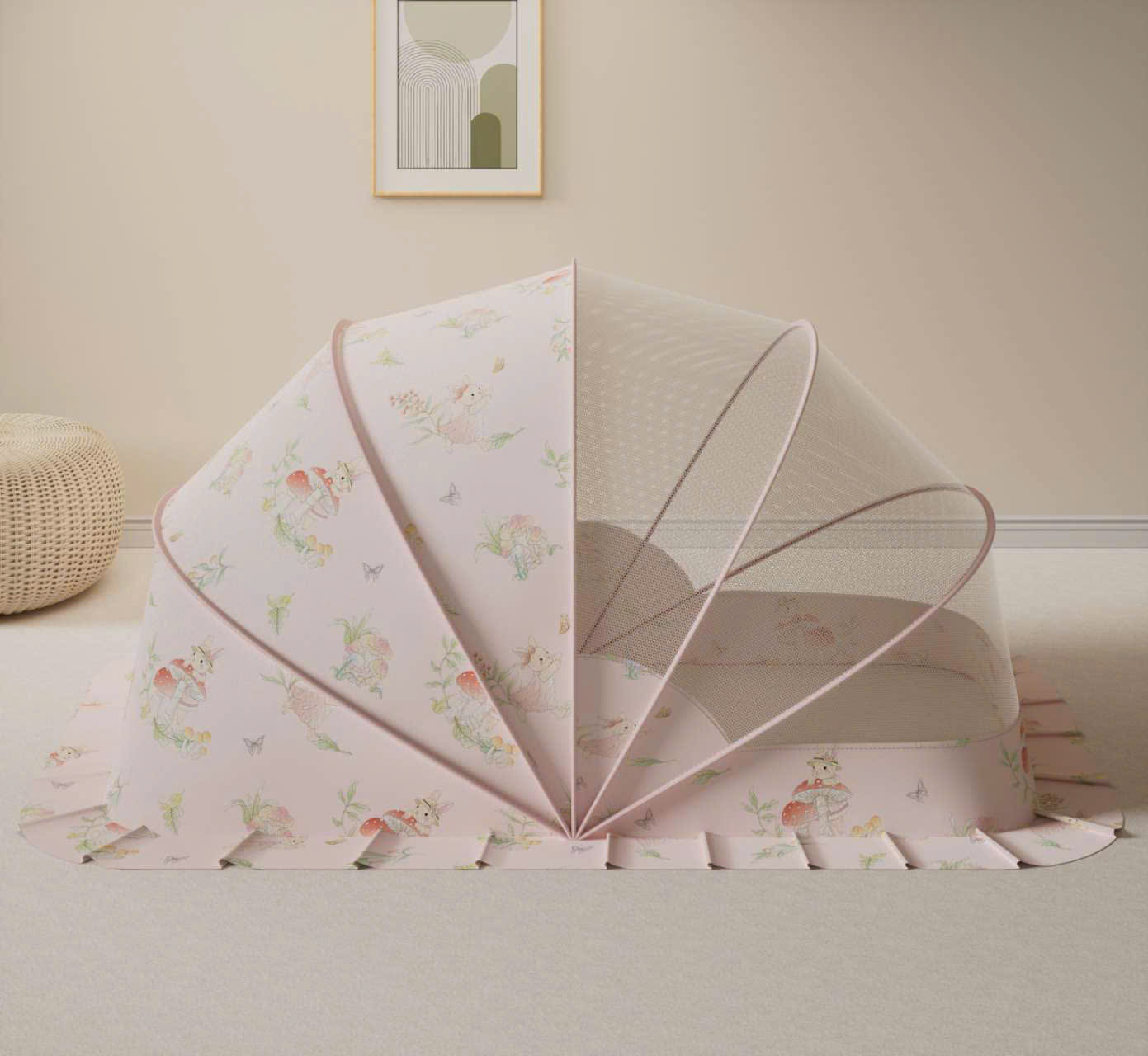 Màn chụp cho bé chống muỗi gấp gọn phiên bản cổ tích thiết kế chắn sáng lưới mắt ong mật độ cao, siêu bền