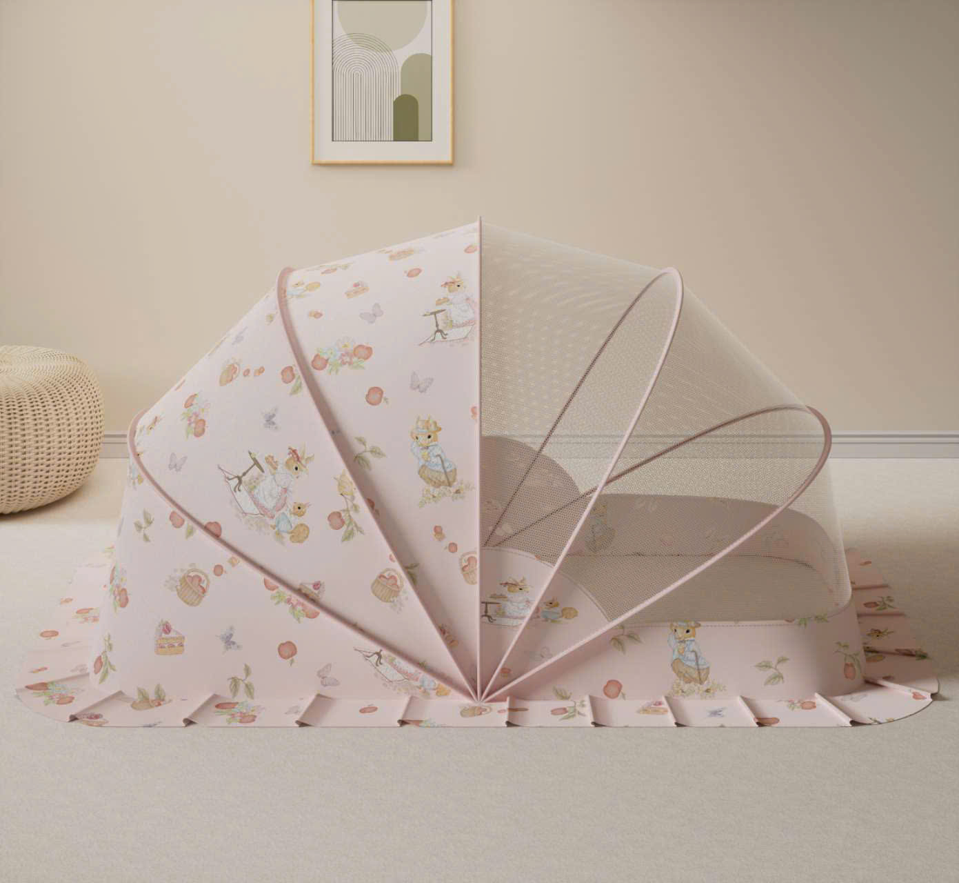 Màn chụp cho bé chống muỗi gấp gọn phiên bản cổ tích thiết kế chắn sáng lưới mắt ong mật độ cao, siêu bền