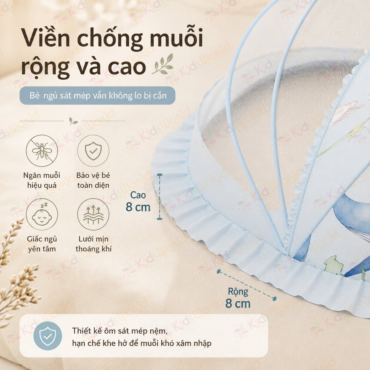 Màn chụp cho bé chống muỗi gấp gọn phiên bản cổ tích, lưới mắt ong mật độ cao, chống muỗi 360°, chắn sáng dịu nhẹ, khung bền chắc, dễ mang theo