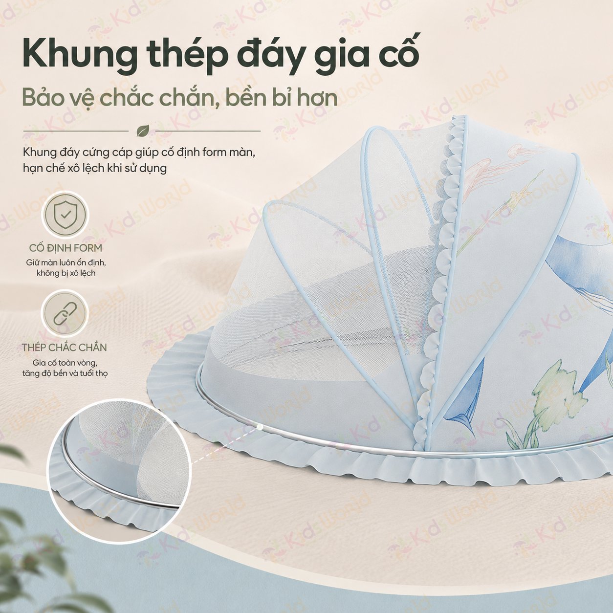 Màn chụp cho bé chống muỗi gấp gọn phiên bản cổ tích, lưới mắt ong mật độ cao, chống muỗi 360°, chắn sáng dịu nhẹ, khung bền chắc, dễ mang theo