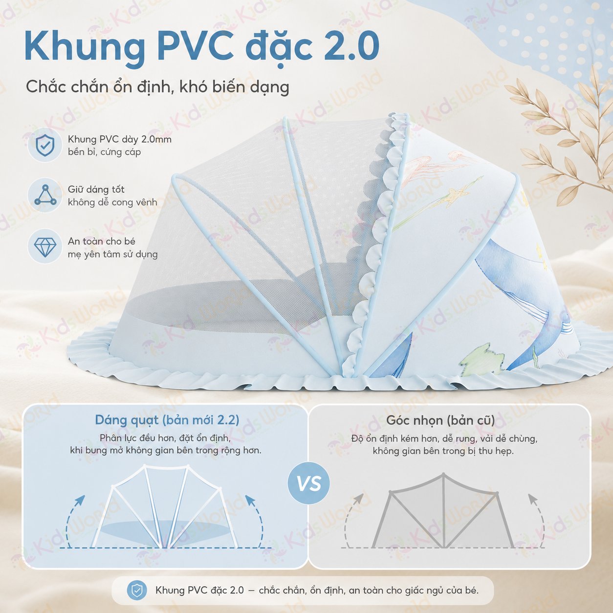 Màn chụp cho bé chống muỗi gấp gọn phiên bản cổ tích, lưới mắt ong mật độ cao, chống muỗi 360°, chắn sáng dịu nhẹ, khung bền chắc, dễ mang theo