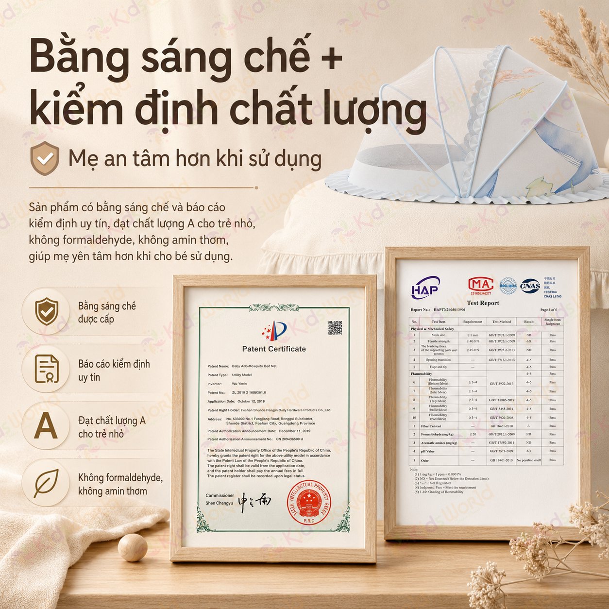Màn chụp cho bé chống muỗi gấp gọn phiên bản cổ tích, lưới mắt ong mật độ cao, chống muỗi 360°, chắn sáng dịu nhẹ, khung bền chắc, dễ mang theo