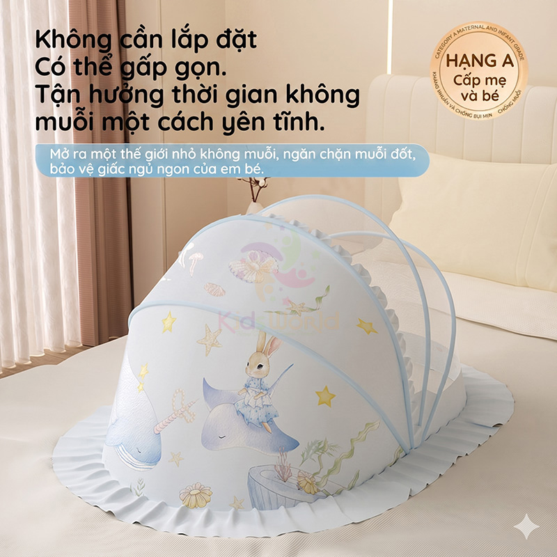 Màn chụp cho bé chống muỗi gấp gọn phiên bản cổ tích thiết kế chắn sáng lưới mắt ong mật độ cao, siêu bền