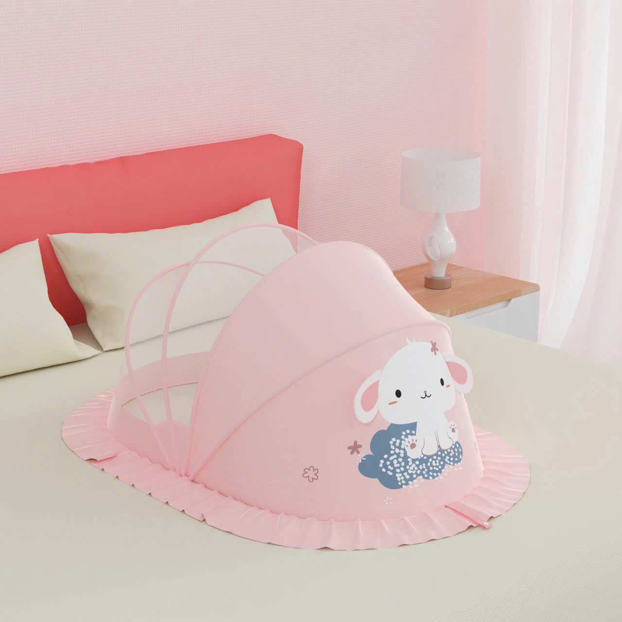 Màn chụp cho bé tự bung chống muỗi gấp gọn tiện lợi hoạ tiết hoạt hình dễ thương, mùng chụp cho bé thiết kế chắn sáng dùng cho giường nôi cũi