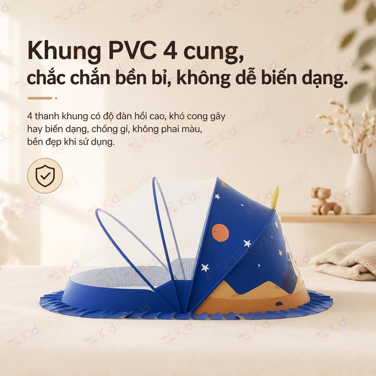 Màn chụp cho bé tự bung chống muỗi gấp gọn tiện lợi, họa tiết hoạt hình dễ thương, thiết kế chắn sáng, lưới mịn thoáng khí, dùng cho giường nôi cũi
