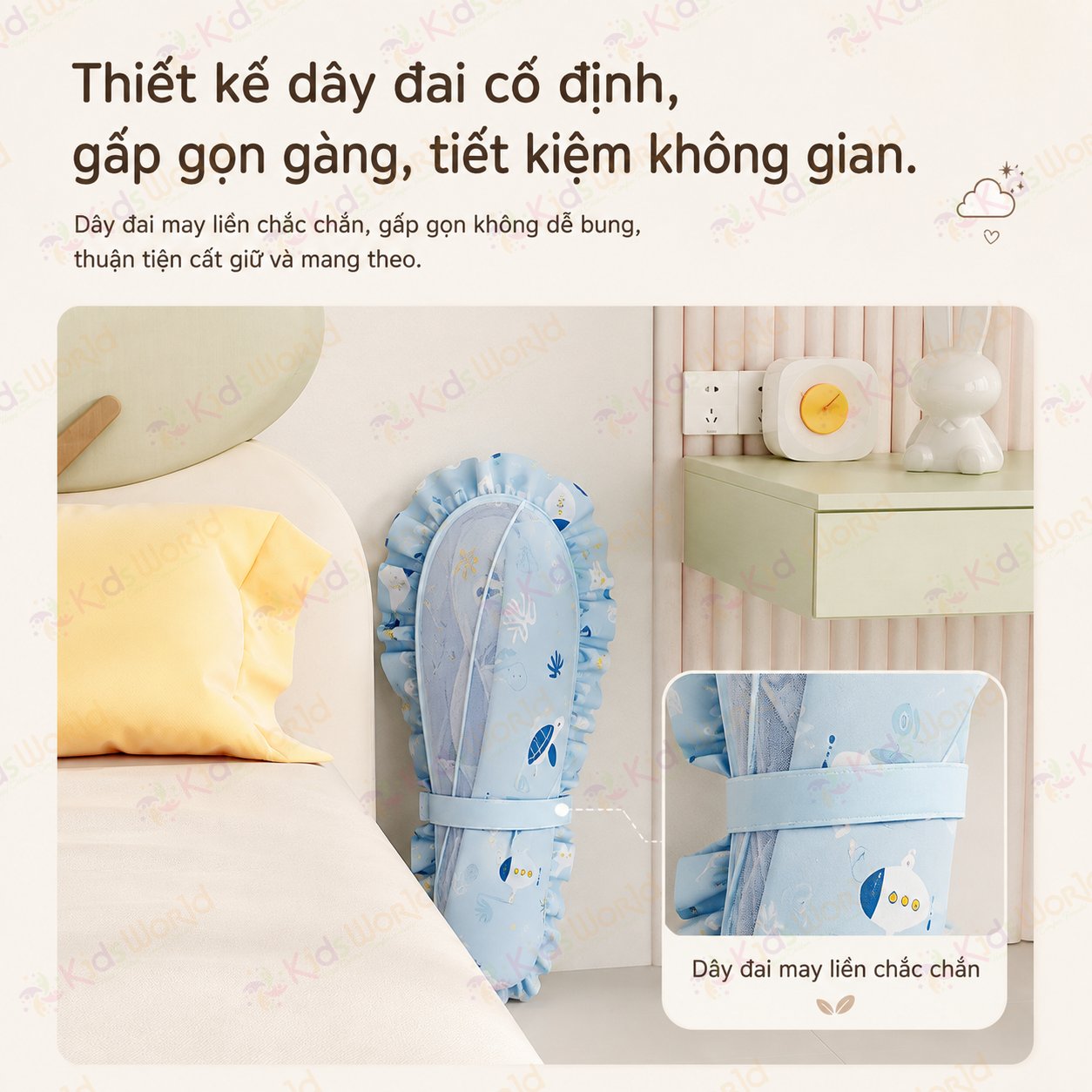 Màn chụp tự bung cho bé gấp gọn chống muỗi côn trùng, họa tiết động vật đại dương dễ thương, lưới mắt ong thoáng khí, thiết kế chắn sáng dùng cho giường nôi cũi