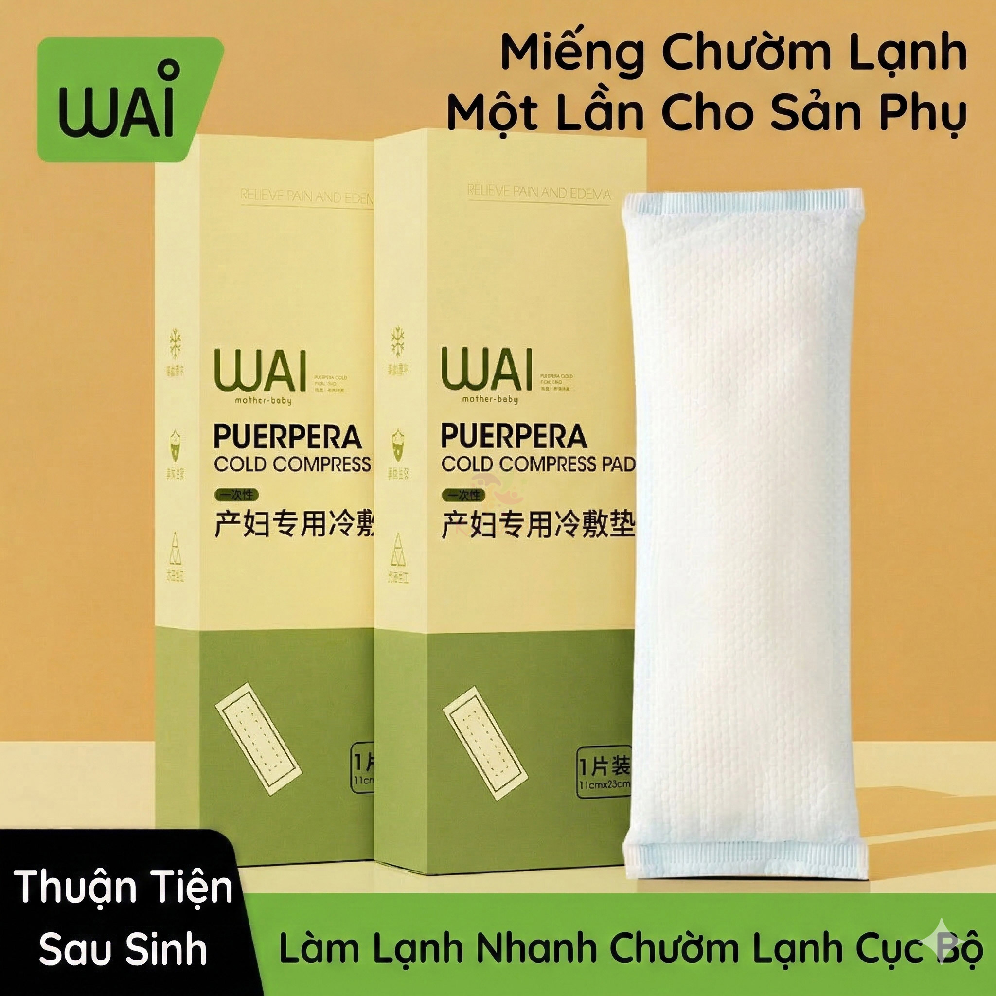 Miếng chườm lạnh dùng 1 lần cho mẹ sau sinh Wai Puerpera Cold Compress Pad / Madical Ice Pads chăm sóc vết rạch tầng sinh môn