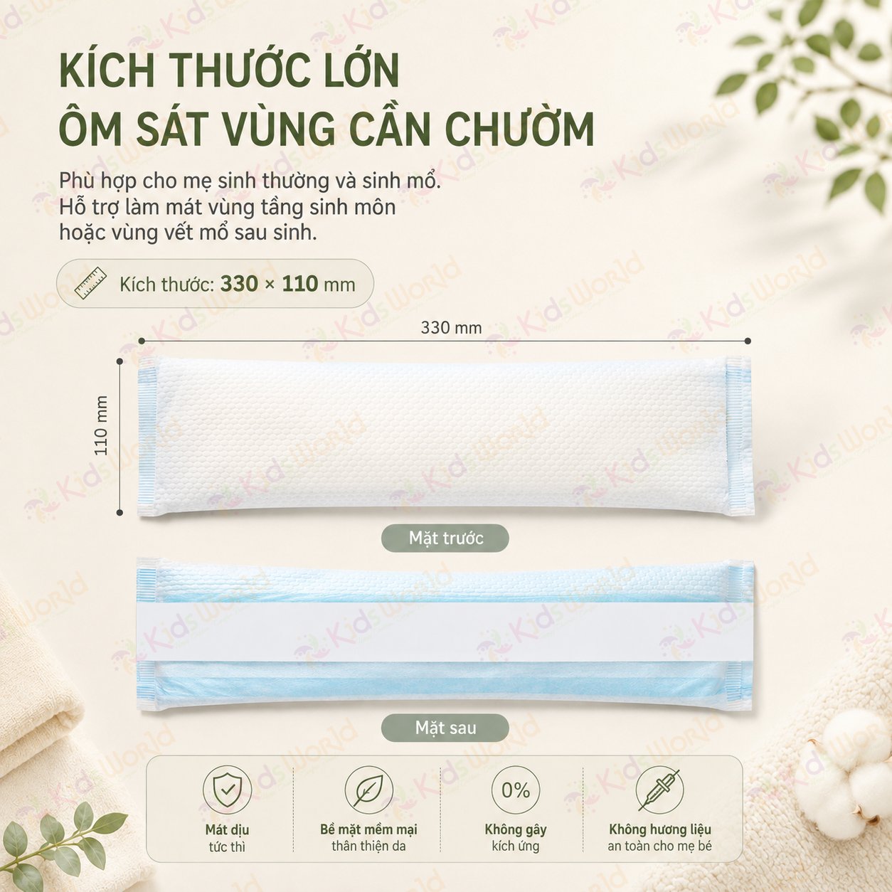 Miếng chườm lạnh tầng sinh môn cho mẹ bầu sau sinh WAI Medical Ice Pads dùng 1 lần băng vệ sinh chườm lạnh giảm đau, giảm sưng, thấm hút sản dịch, dùng cho sinh thường & sinh mổ
