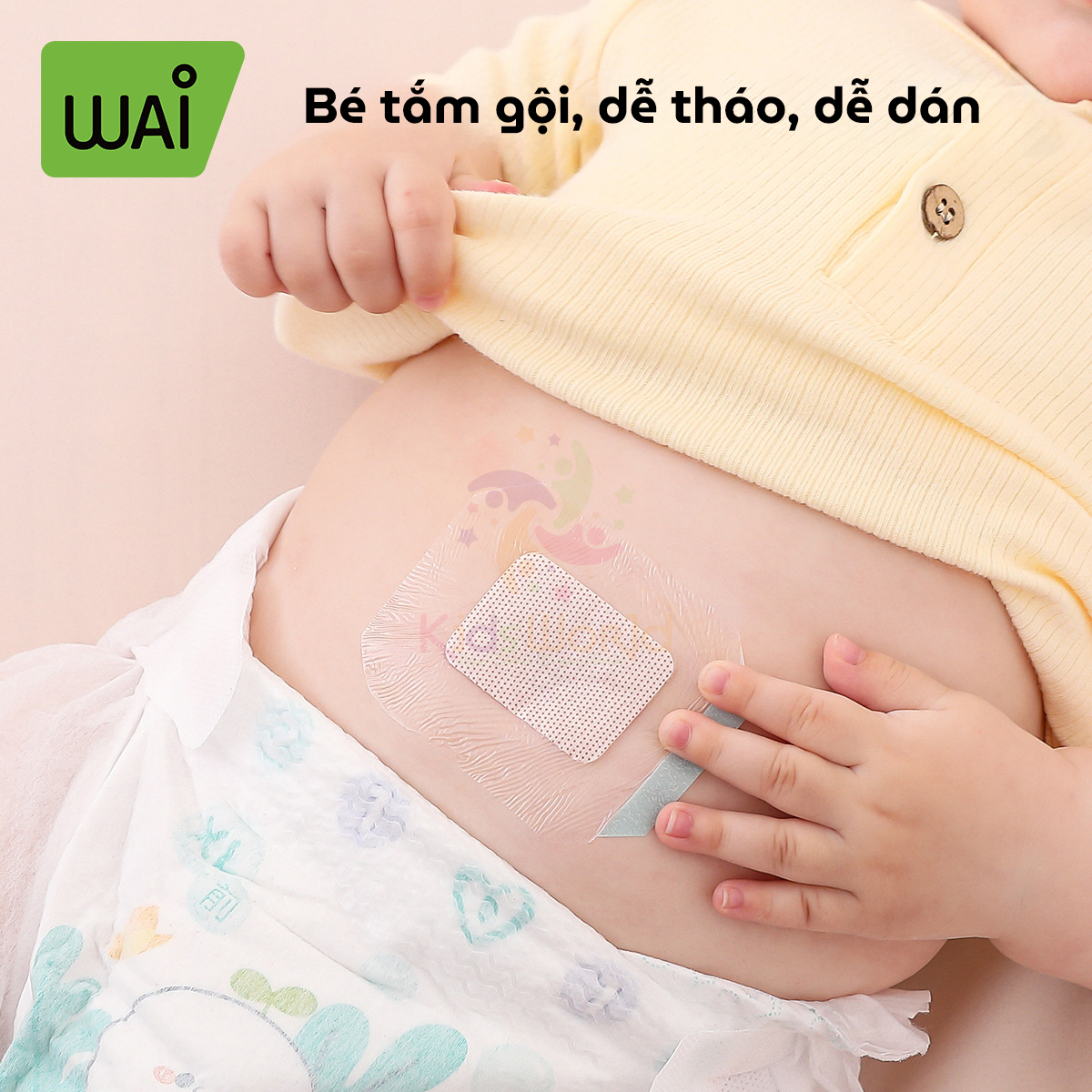 Hộp 10 miếng dán rốn cho trẻ sơ sinh WAI Baby belly button patch chống thấm nước khi tắm, bơi hộp tiện lợi