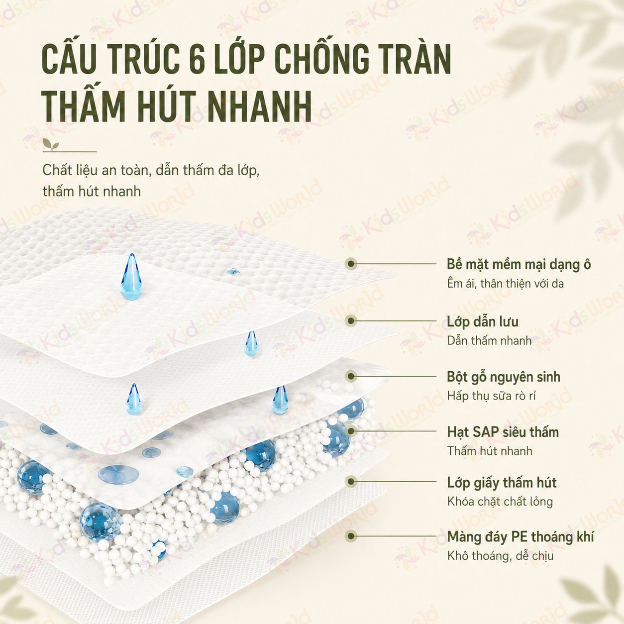 Miếng lót thấm sữa WAI Disposable Breast Pad siêu thấm 6 lớp chống tràn, thoáng khí, mỏng nhẹ cho mẹ sau sinh