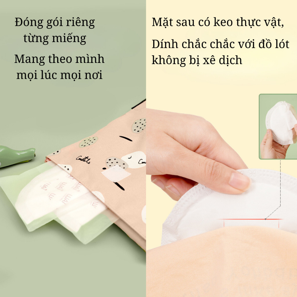 Miếng lót thấm sữa Wai siêu thấm với kết cấu 6 lớp chống tràn thoáng khí không bị nóng chất lượng tốt cho mẹ