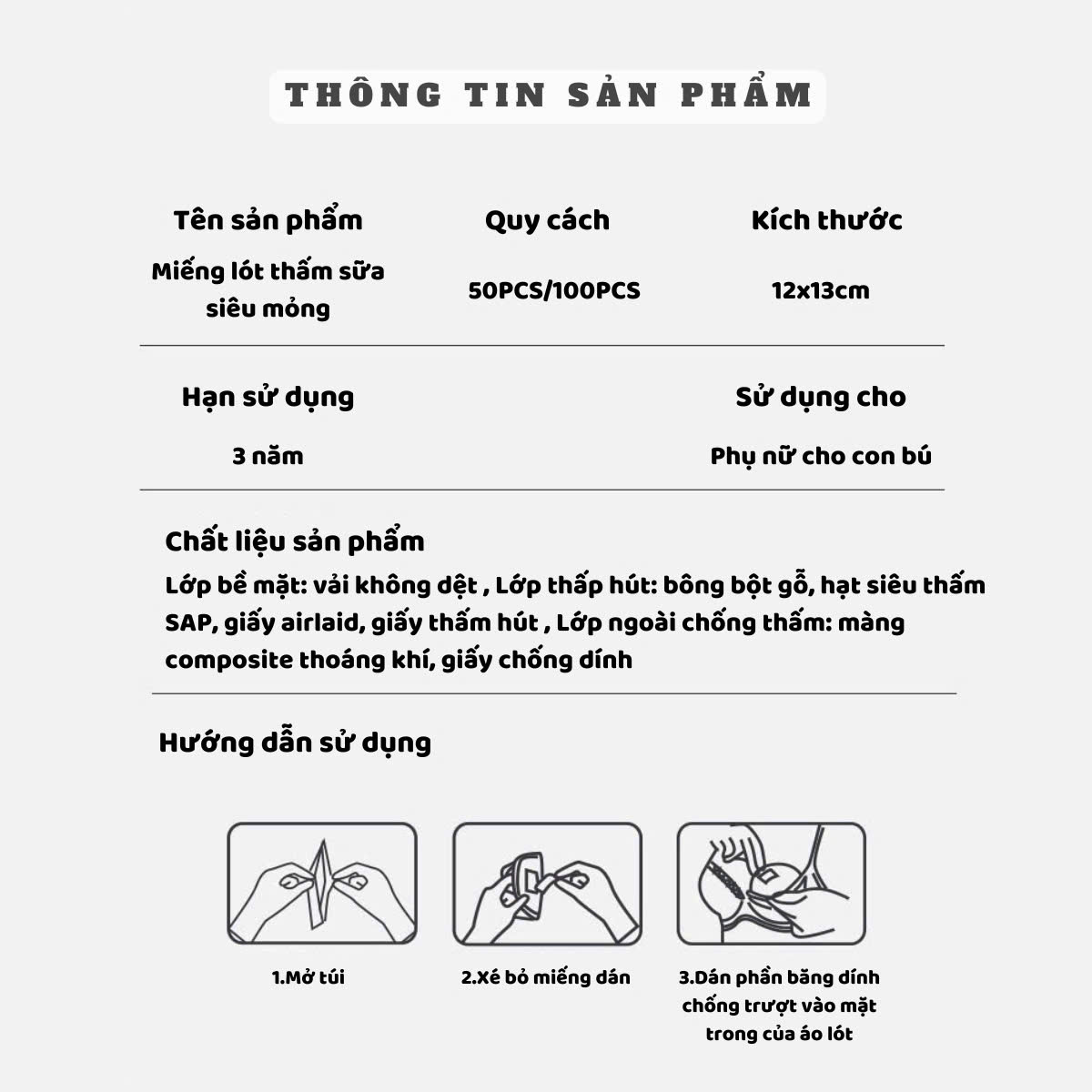Miếng lót thấm sữa cho mẹ Molli thiết kế 6 lớp với 3 lớp chống thấm ngược, mỏng nhẹ và vệ sinh