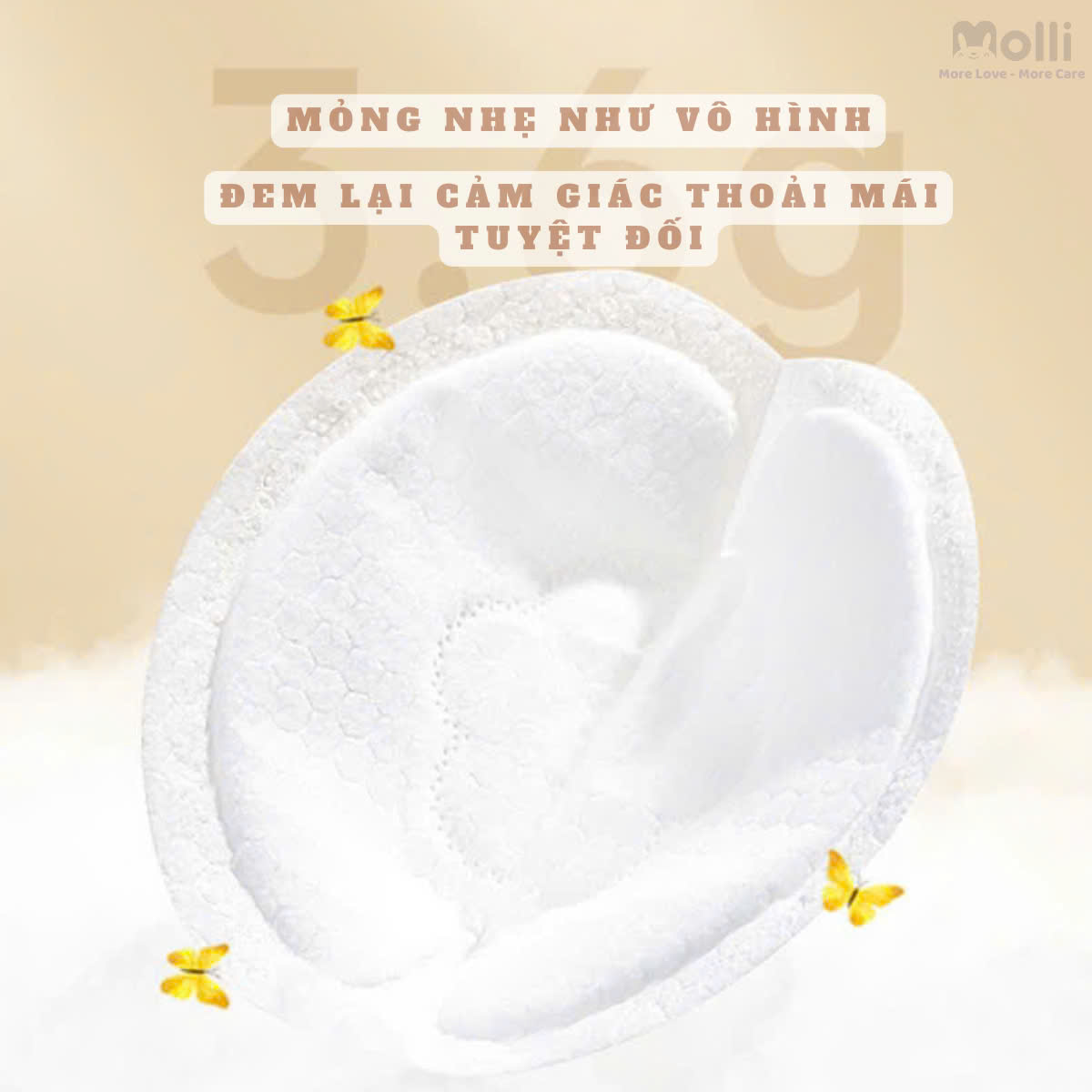 Miếng lót thấm sữa cho mẹ Molli thiết kế 6 lớp với 3 lớp chống thấm ngược, mỏng nhẹ và vệ sinh