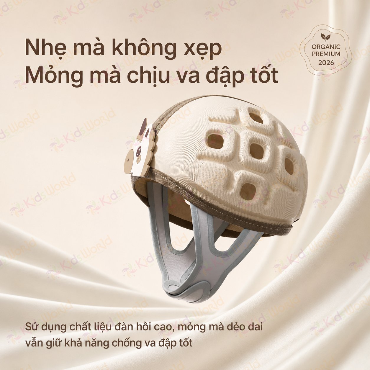 Mũ bảo vệ đầu chống va đập cho bé tập bò tập đi hình ngựa, đệm EVA tổ ong giảm chấn, thoáng khí 3D, ôm đầu 360°, điều chỉnh vòng đầu 45–50cm