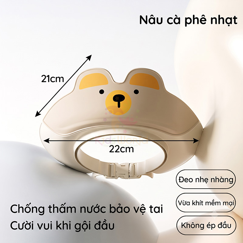 Mũ gội đầu, mũ tắm chắn nước bảo vệ tai cho bé yêu từ 0-6 tuổi, có thể điều chỉnh kích thước theo vòng đầu của bé