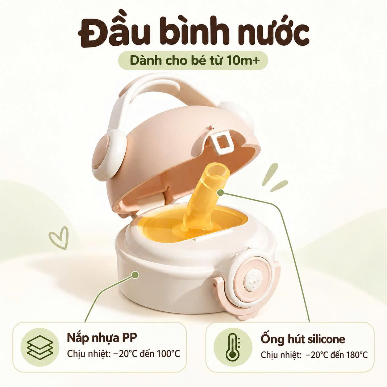 Nắp bình uống nước cho bé thay thế cho bình uống nước