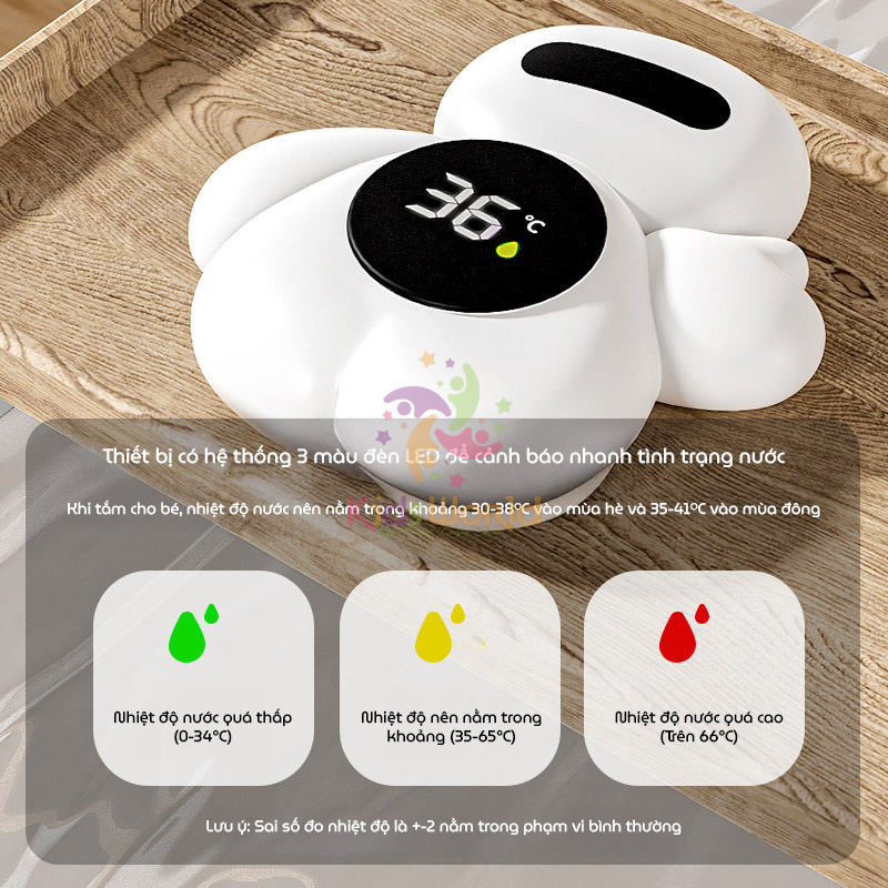 Nhiệt kế đo nước tắm cho bé thông minh màn hình Led cảm biến điện tử tự động cảnh báo màu sắc chống nước tuyệt đối