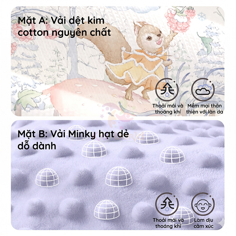Nôi ngủ chung giường cho bé sơ sinh hoạ tiết cổ tích cao cấp thiết kế mô trong bụng mẹ chống giật mình, chống đè nhầm, định hình đầu & cột sống cho bé từ 0-12 tháng