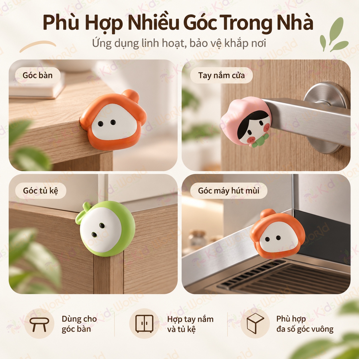 Sét 2 miếng bịt góc, bọc góc chống va đập an toàn cho bé, bịt góc bàn tủ silicone mềm dán 3M bảo vệ bé khi tập bò tập đi