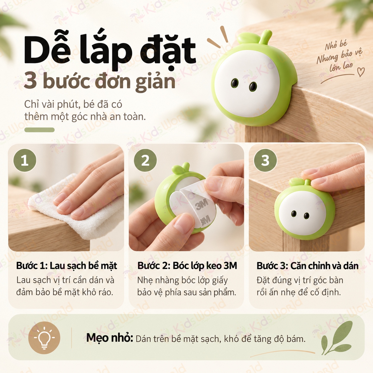 Sét 2 miếng bịt góc, bọc góc chống va đập an toàn cho bé, bịt góc bàn tủ silicone mềm dán 3M bảo vệ bé khi tập bò tập đi