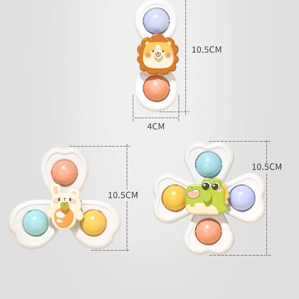 Set 3 con quay spinner dính tường hình động vật thỏ sư tử cá sấu đáng yêu