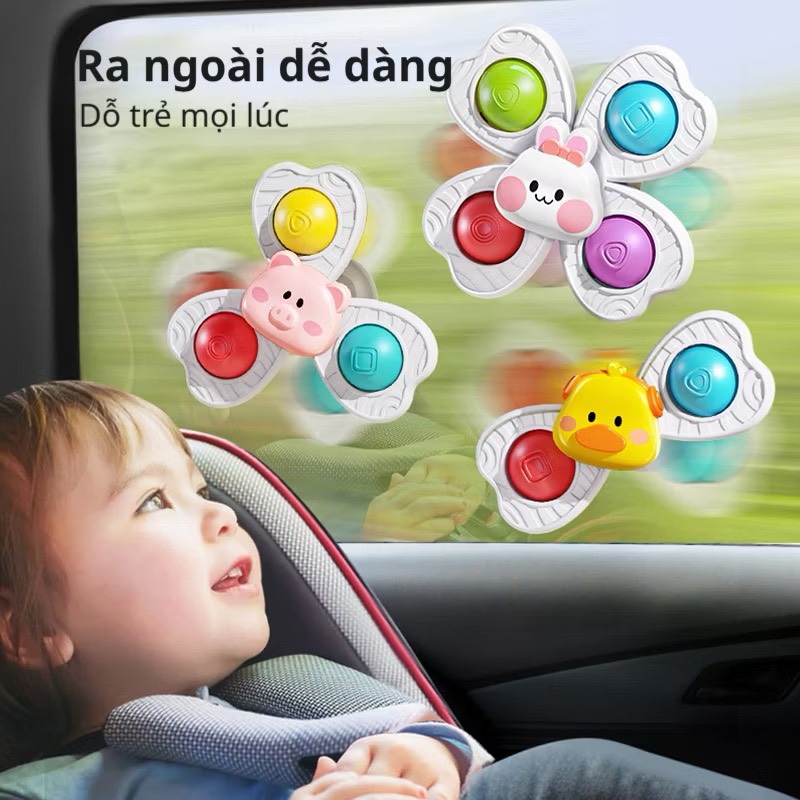 Set 3 con quay spinner dính tường hình động vật thỏ sư tử cá sấu đáng yêu