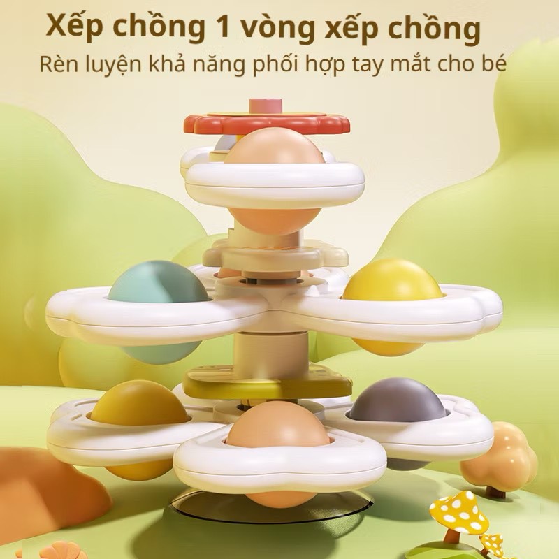 Set 3 con quay spinner dính tường hình động vật thỏ sư tử cá sấu đáng yêu